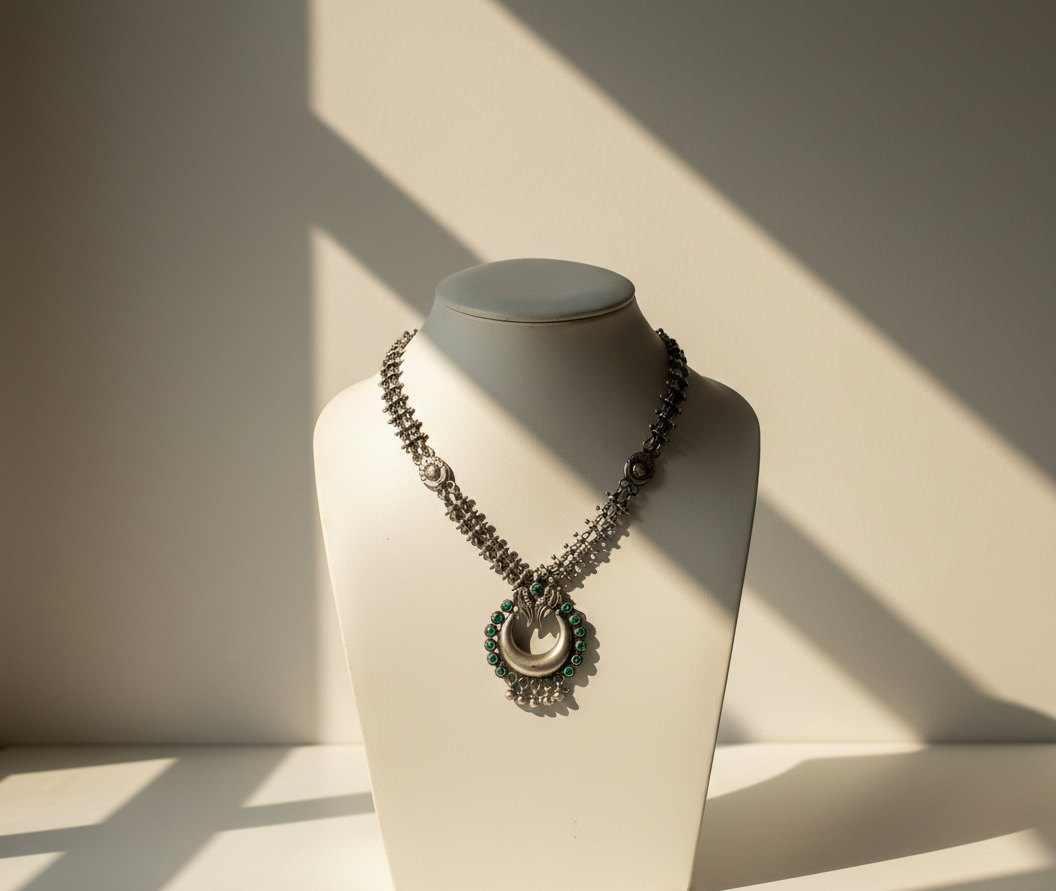 silver plain chian pendent neckless