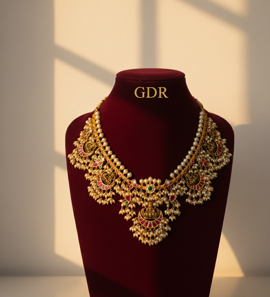 22k jadau kundan nakkshi guttapusalu