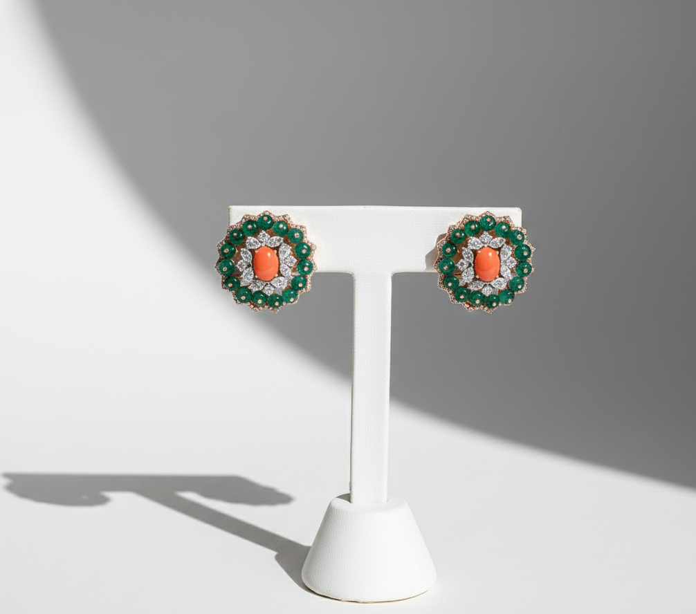 natural corel dimond earings