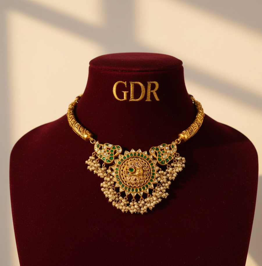 22k kundan jadau nakshi hansli