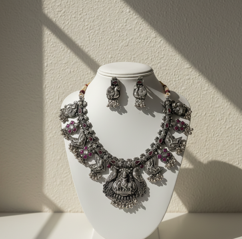 silver nakshi neckless