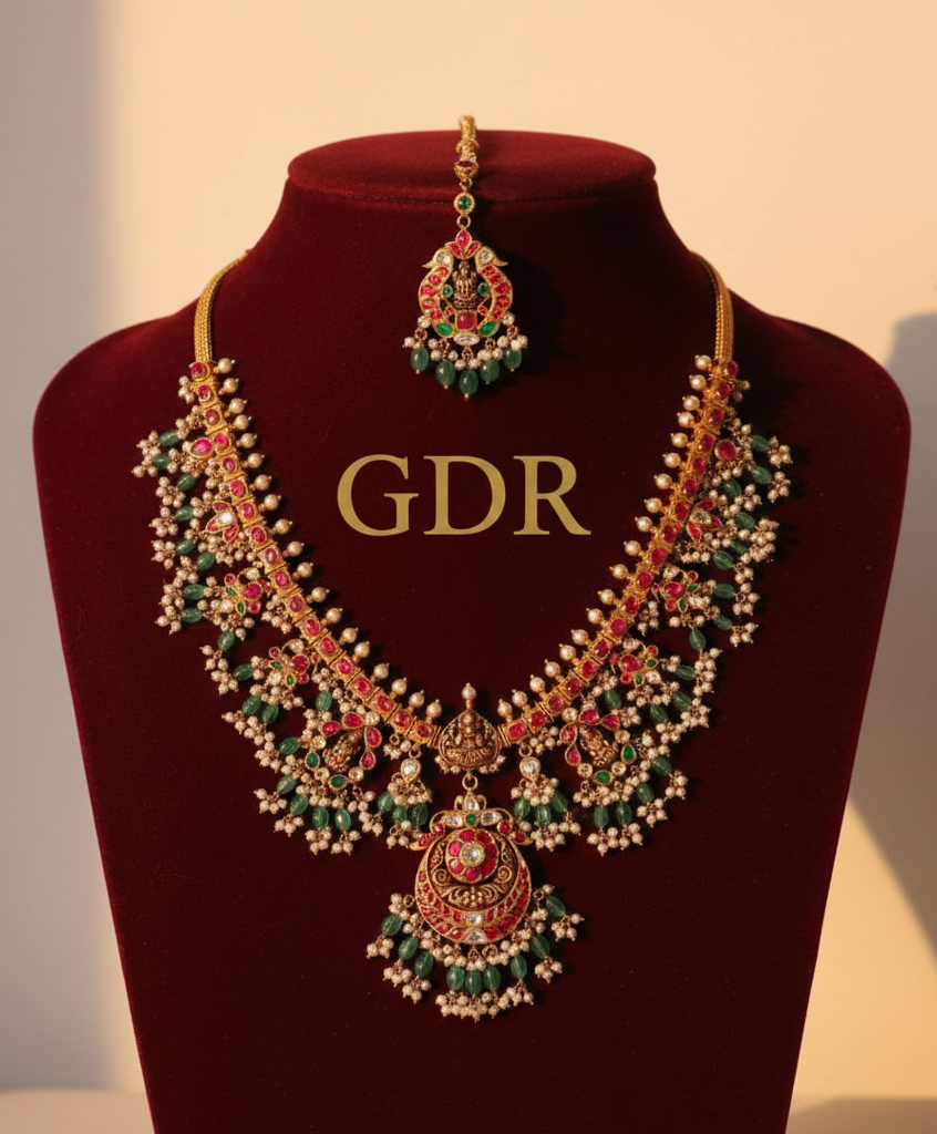 22k jadau kundan nakkshi  guttapusalu